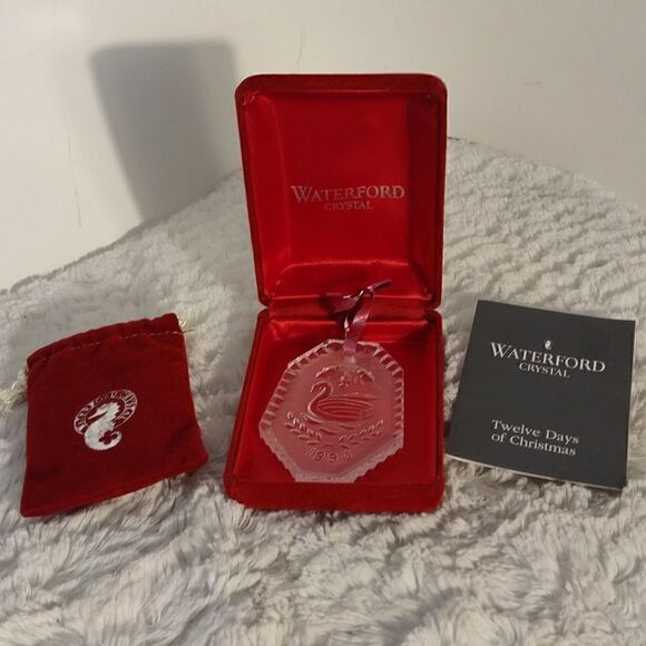Vtg Waterford Crystal 12 Days Of Christmas " Seven Swans a Swimming" Ornament - Picture 1 of 4
